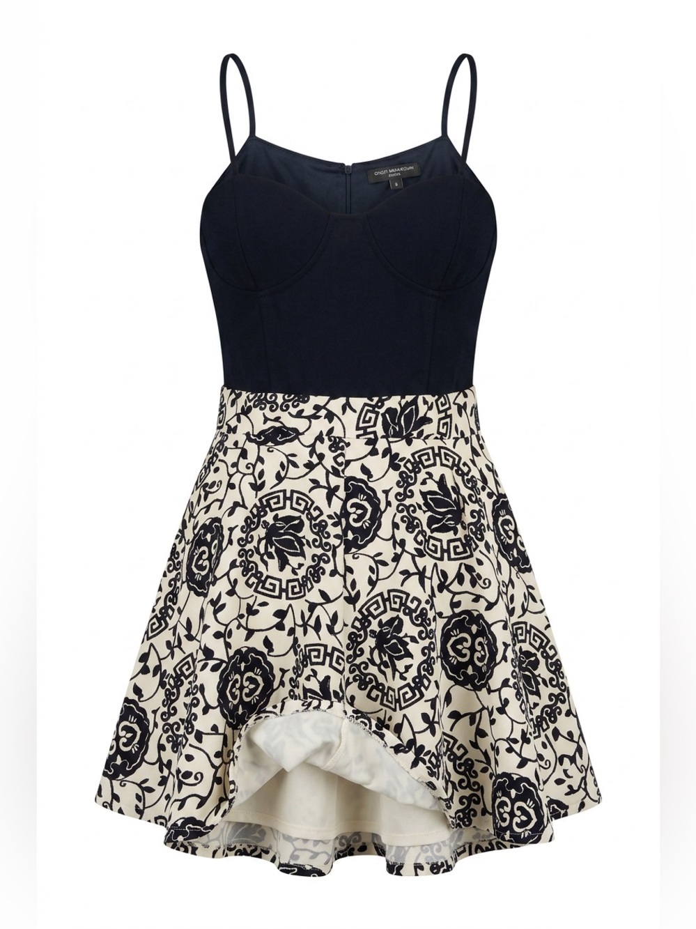 a'gaci Black and Cream Floral Print Dress Cocktail dress y2k